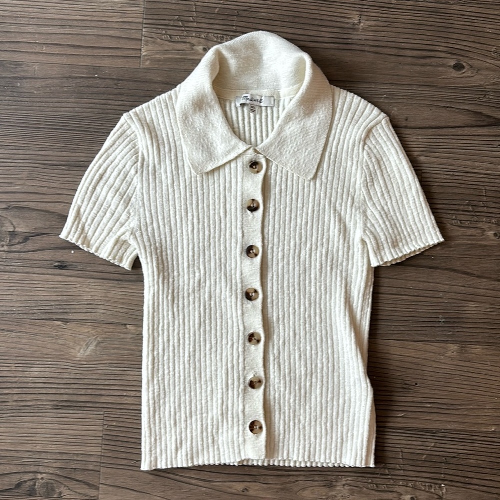 Madewell Barbrook Button Up Short Sleeve Sweater